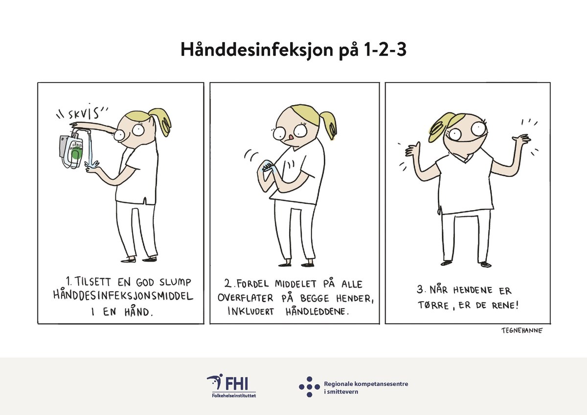 Illustrasjon med informasjon om smittevern.