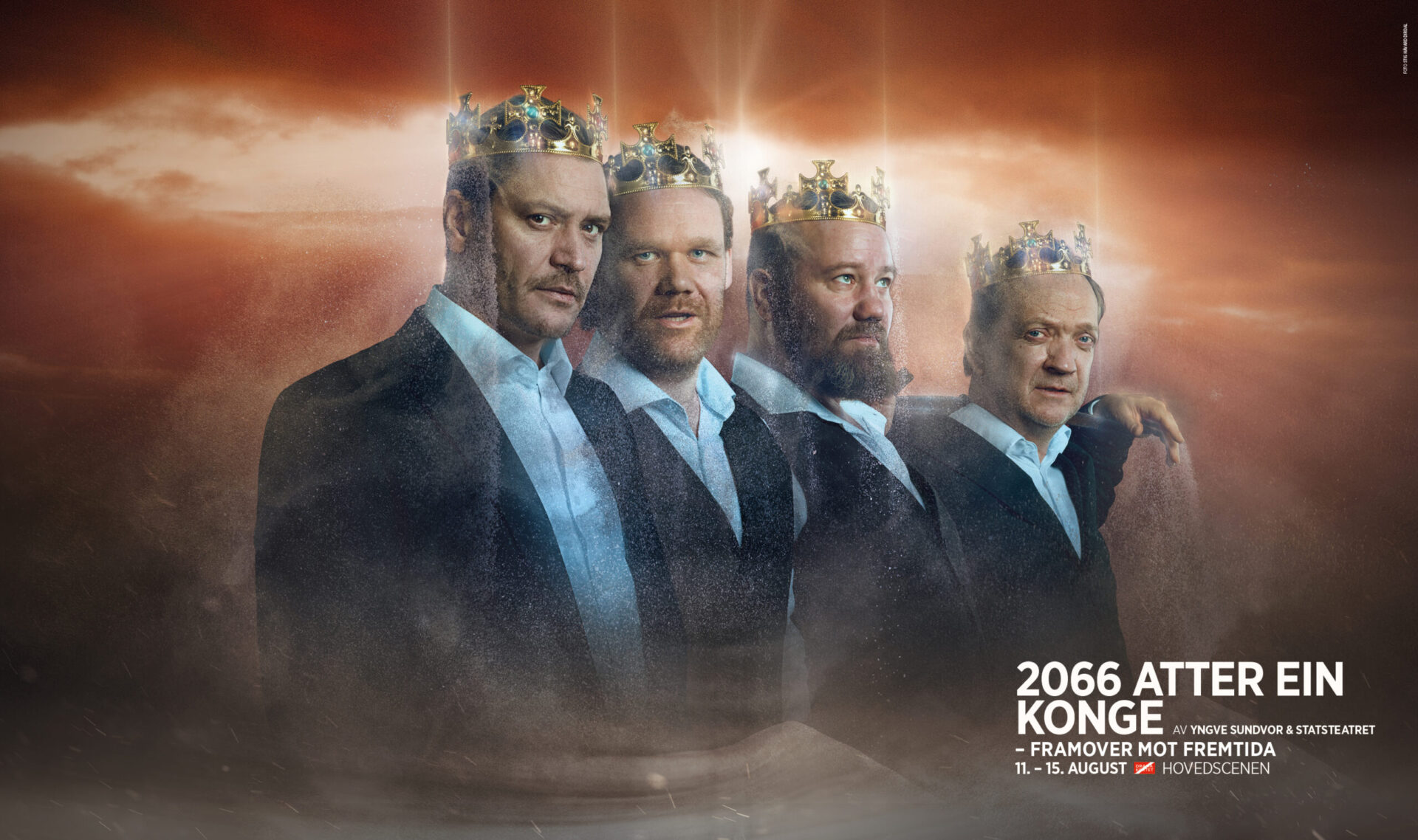 Plakatfoto til Atter ein konge med Per Kjerstad, Cato Skimten Storengen, Kim Sørensen og Gard B Eidsvoll