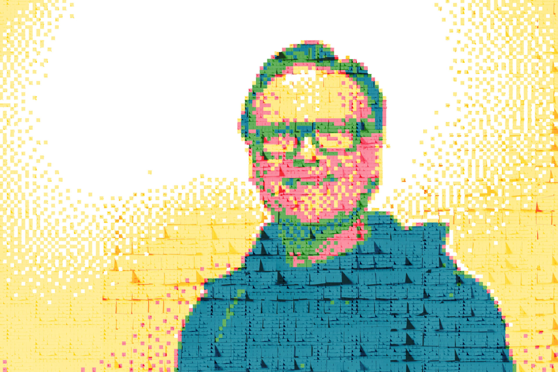 Plakatfoto til Alle fantastiske ting. Espen Hana laget med post-it-lappter