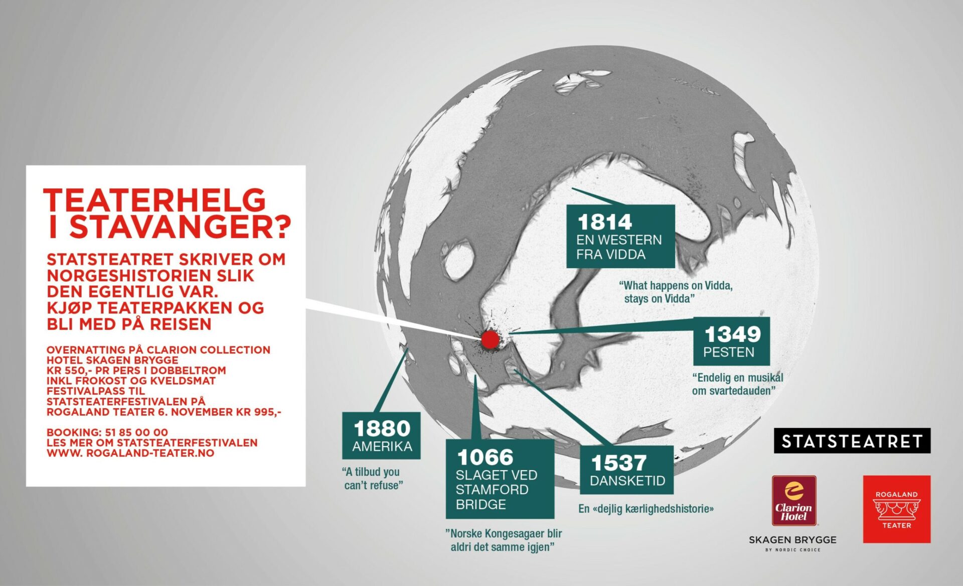 Reklame for Clarion hotell for Teaterhelg i Stavanger