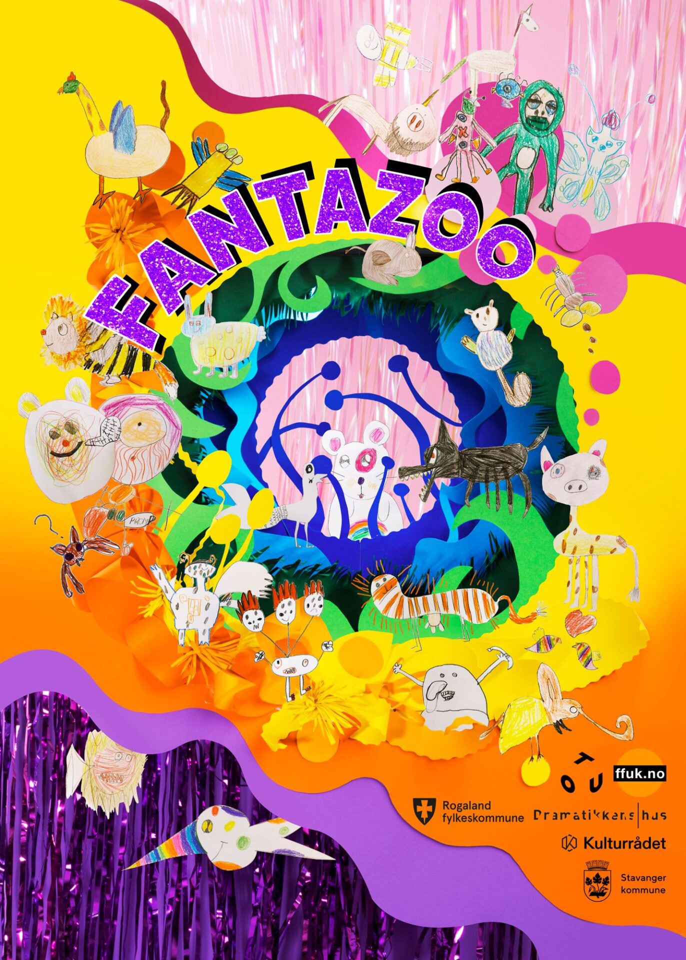 Fargerik plakat for Fantazoo forestilling